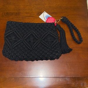 Black macrame wristlet